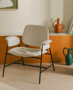 Vegas Armchair with Metal and Fabric Armrests