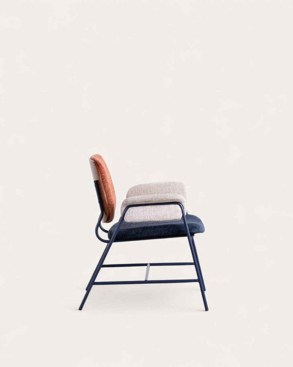Vegas Armchair with Metal and Fabric Armrests