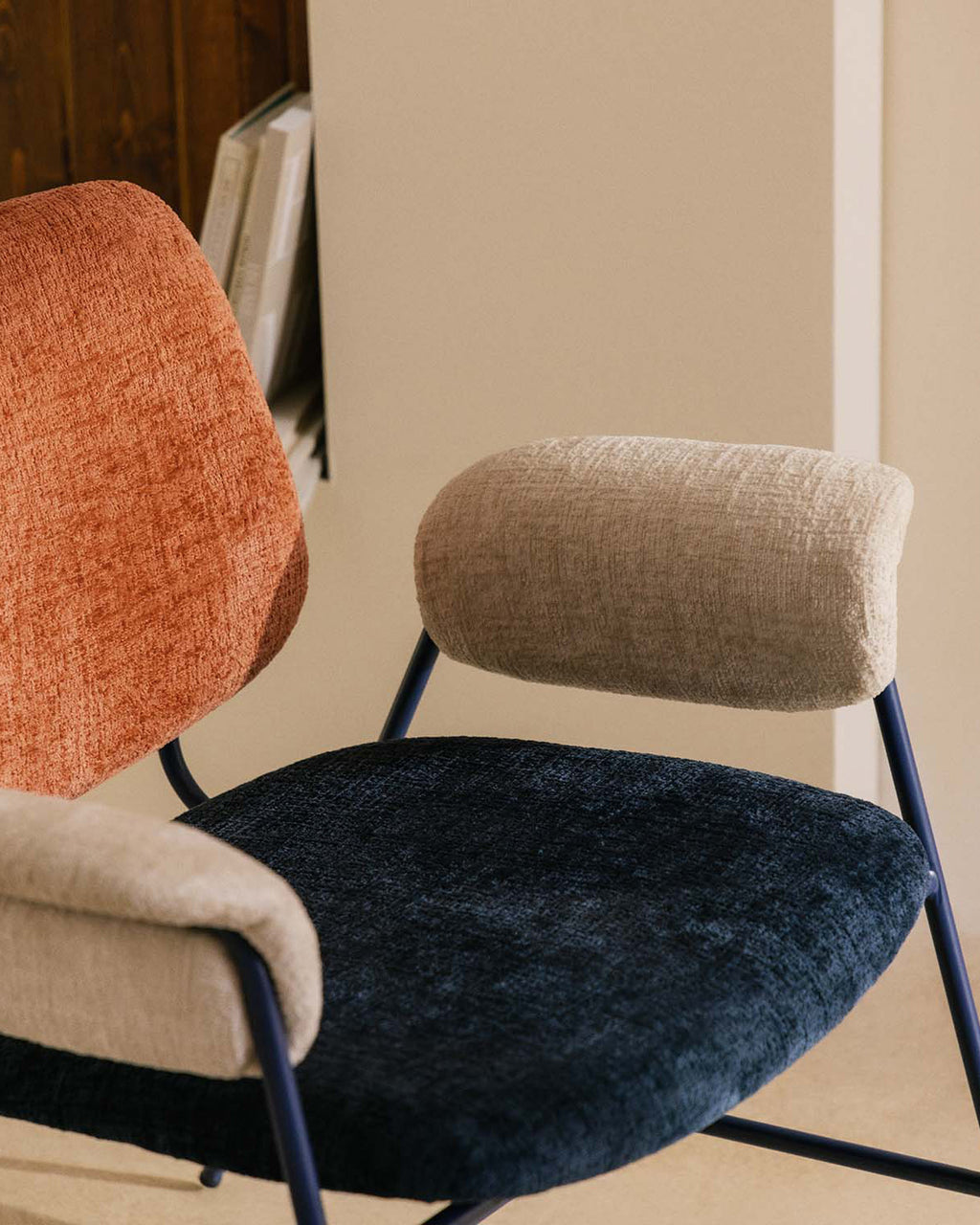Vegas Armchair with Metal and Fabric Armrests