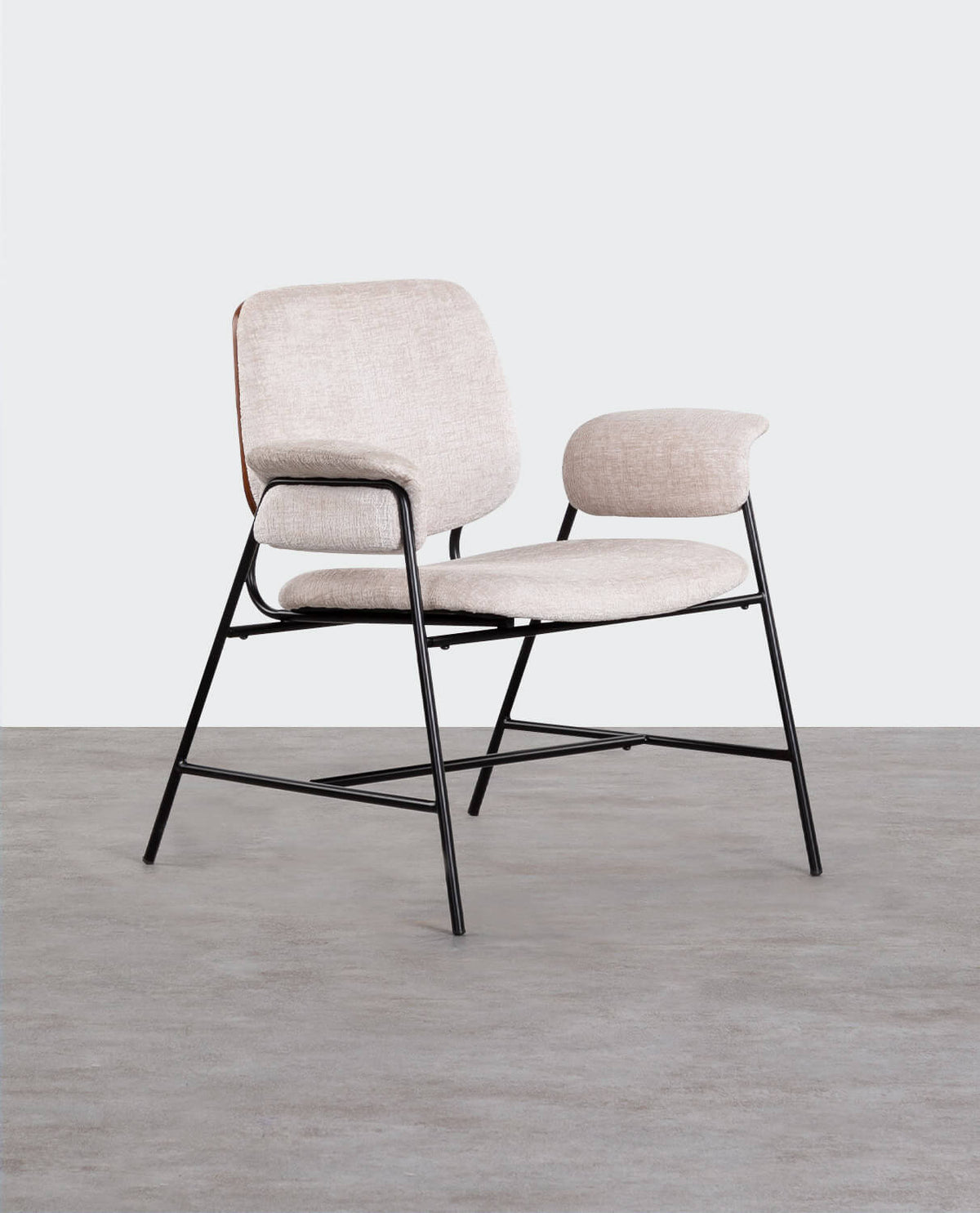 Vegas Armchair with Metal and Fabric Armrests