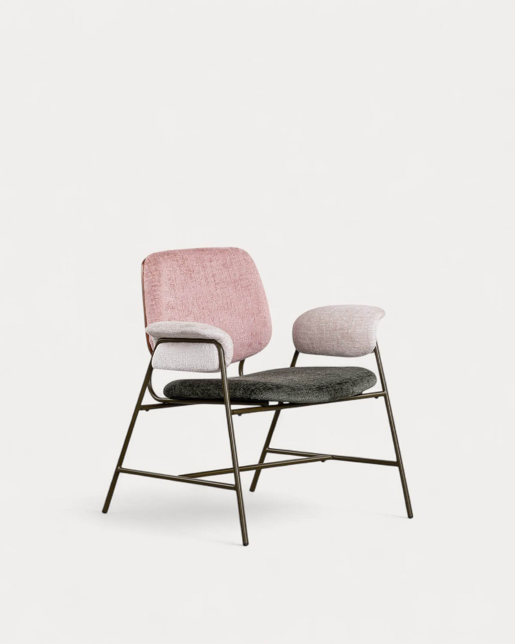 Vegas Armchair with Metal and Fabric Armrests