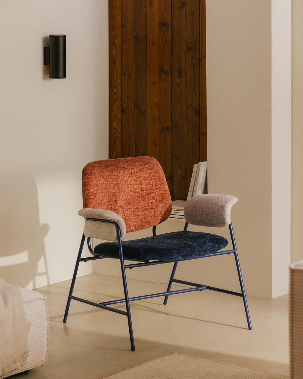 Vegas Armchair with Metal and Fabric Armrests