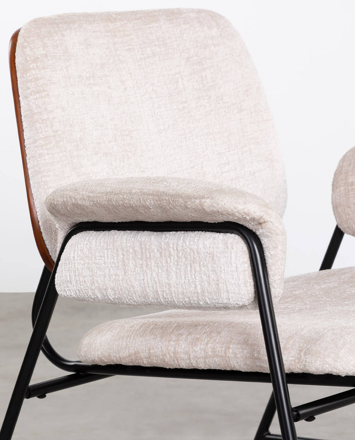 Vegas Armchair with Metal and Fabric Armrests