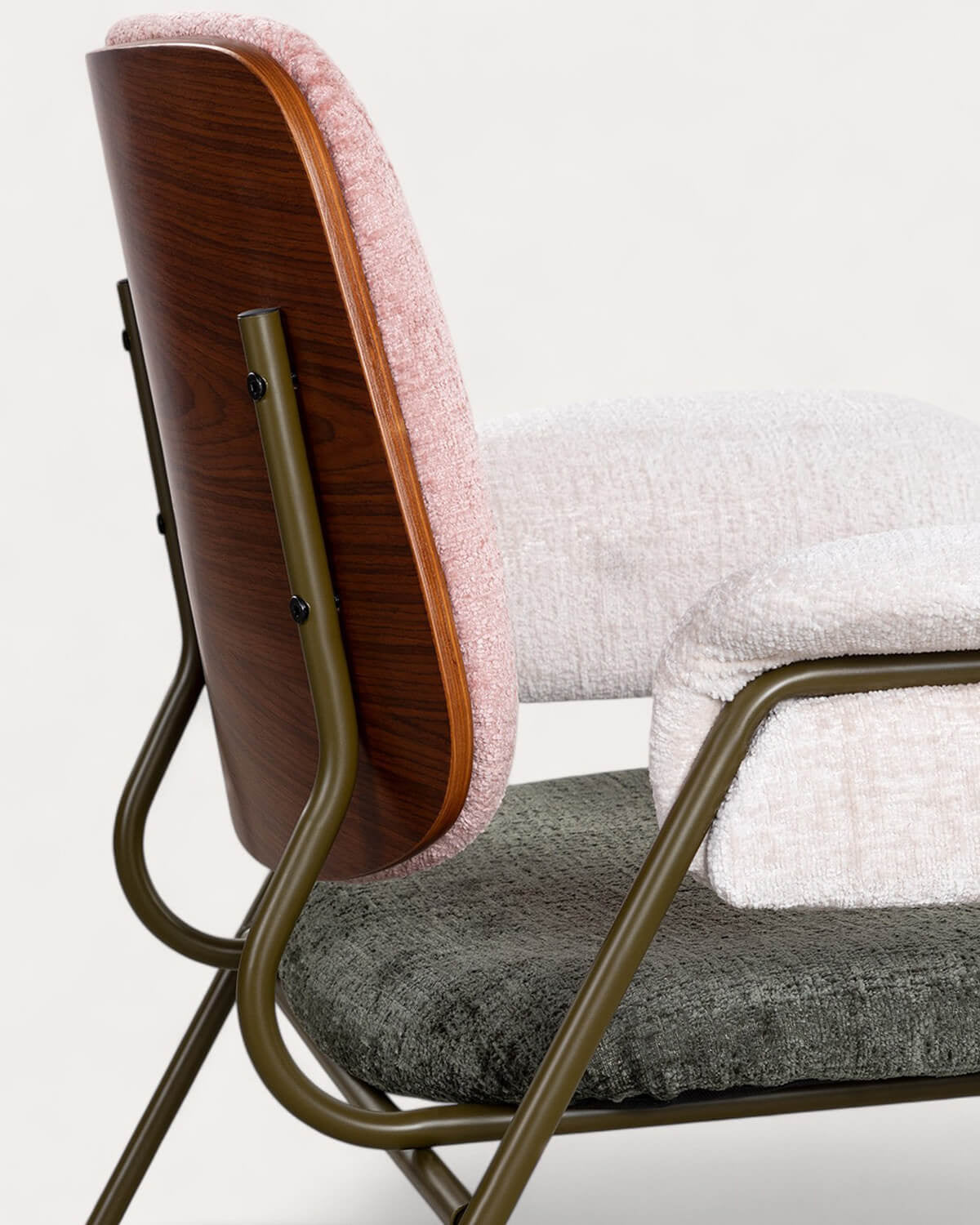 Vegas Armchair with Metal and Fabric Armrests