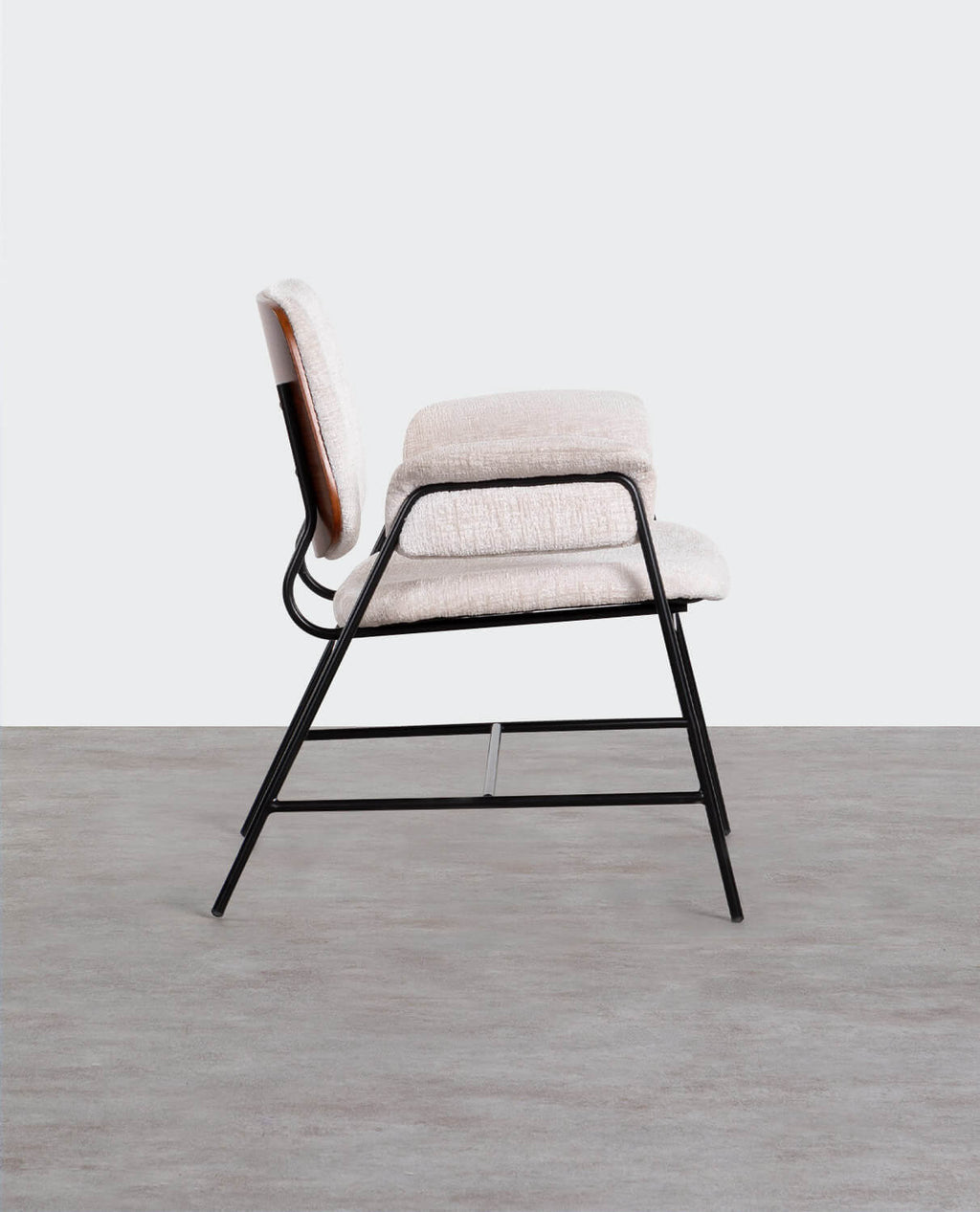 Vegas Armchair with Metal and Fabric Armrests