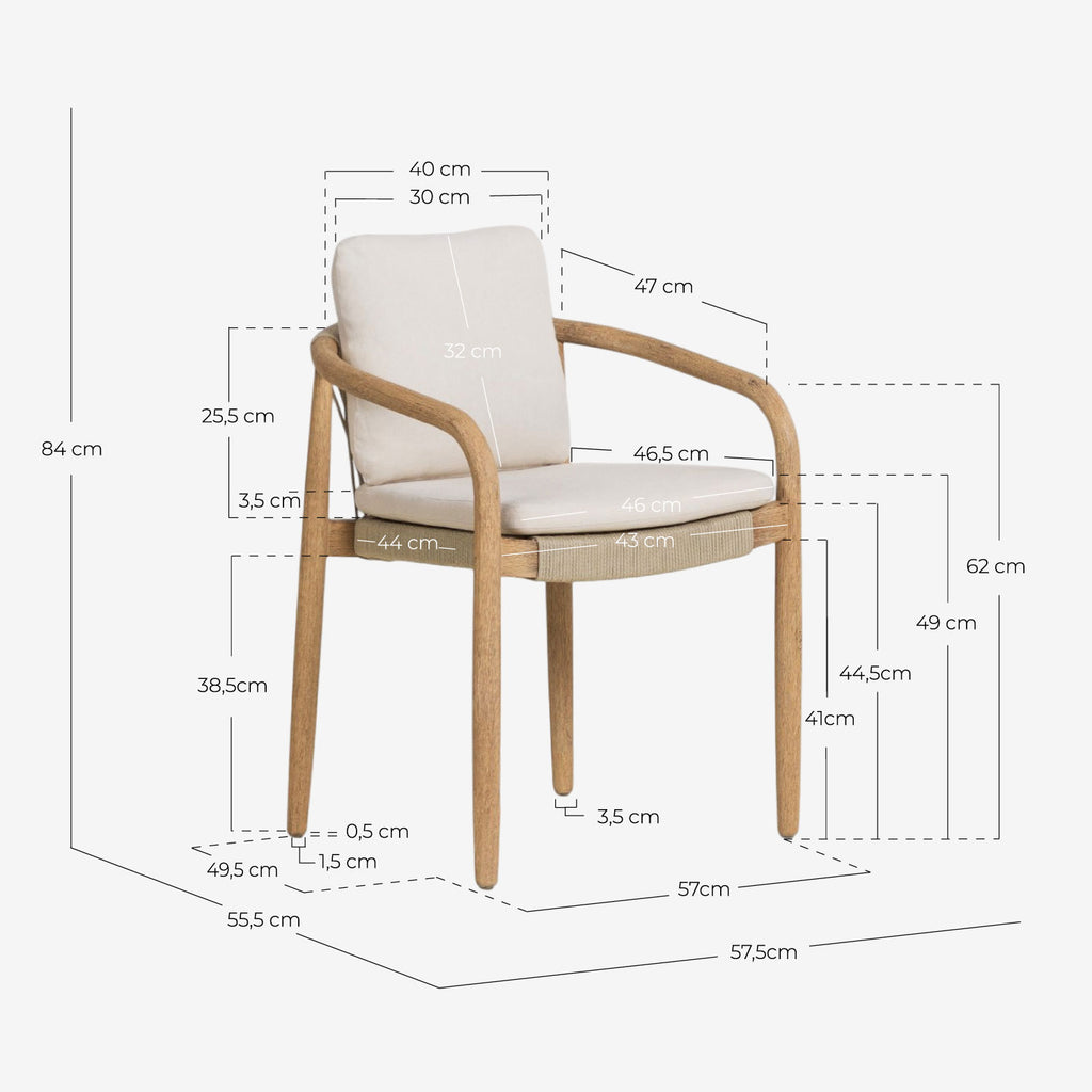 Acacia wood outdoor chair with Loli cushion