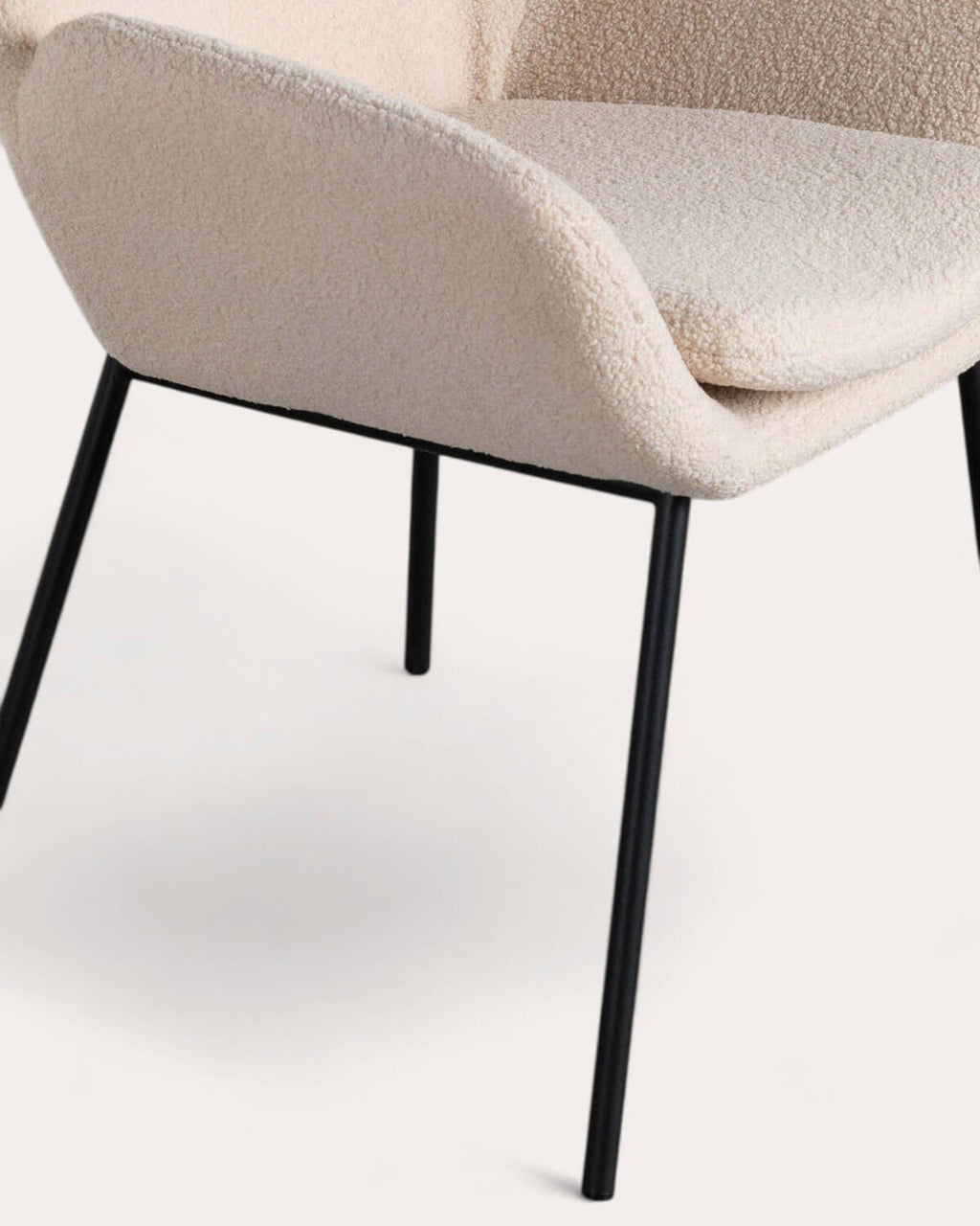 Metal dining chair with armrests Eider Bouclé