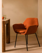 Metal dining chair with armrests Eider Bouclé