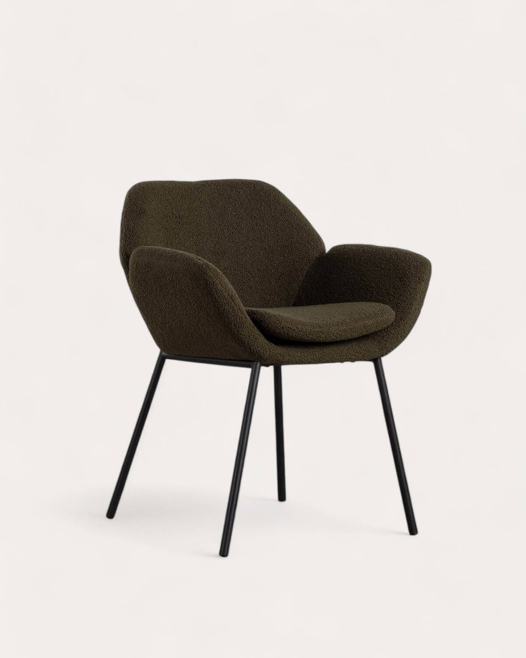 Metal dining chair with armrests Eider Bouclé
