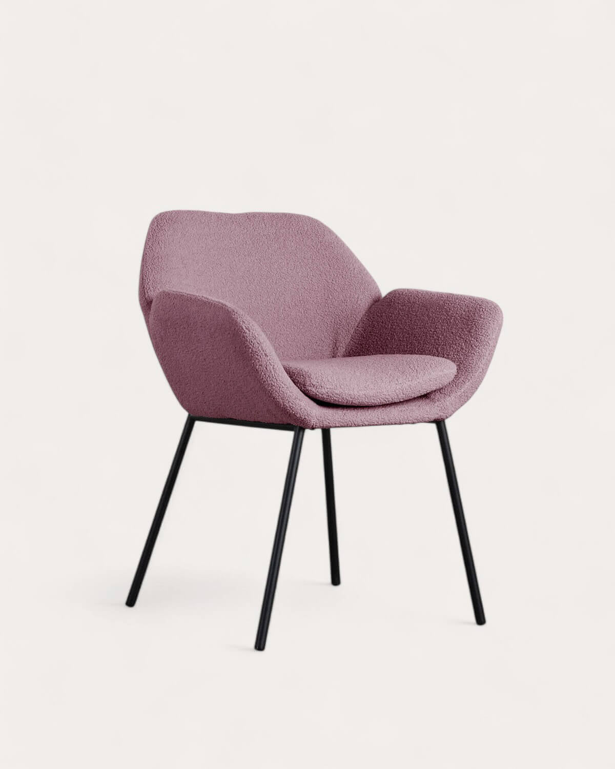 Metal dining chair with armrests Eider Bouclé