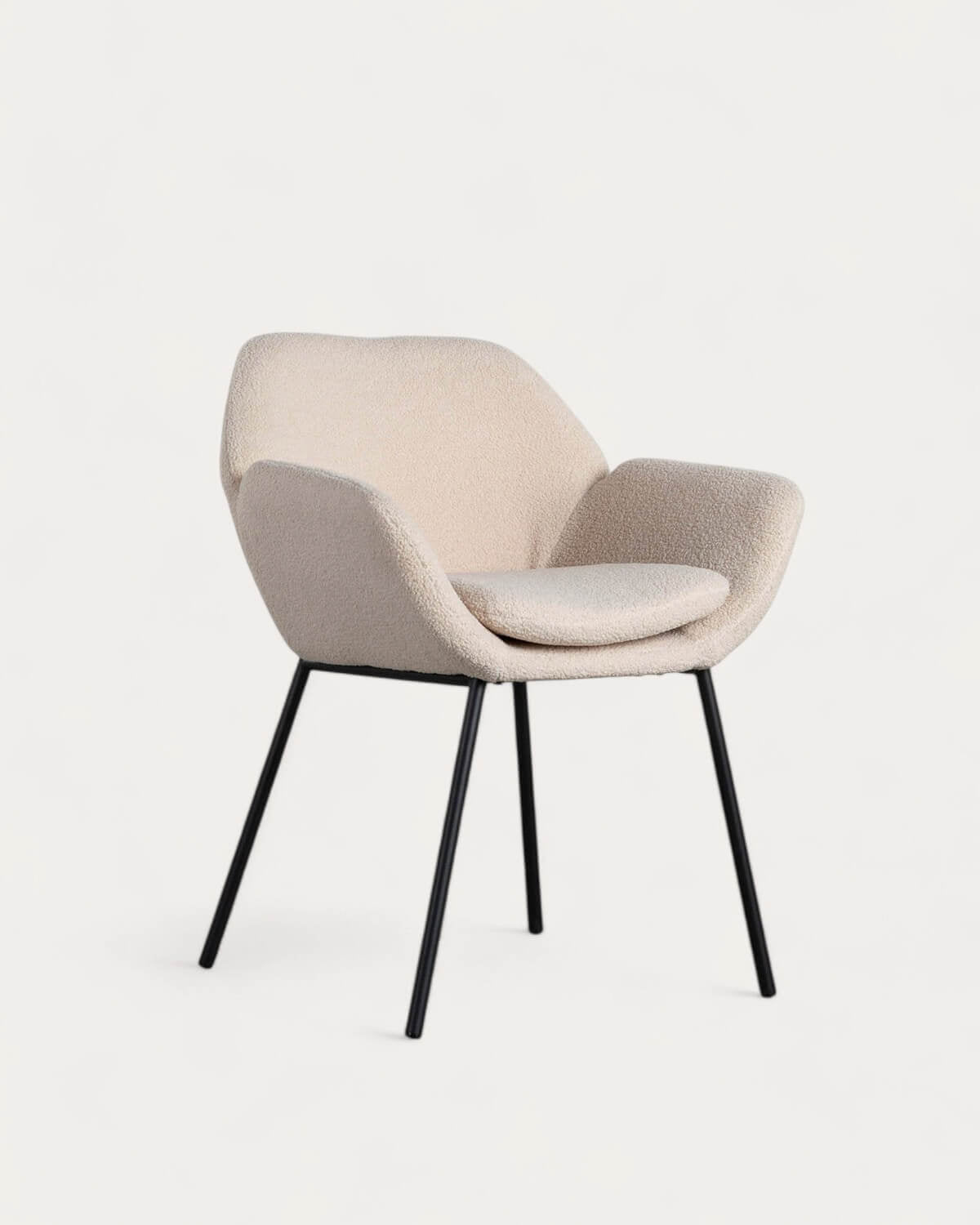 Metal dining chair with armrests Eider Bouclé
