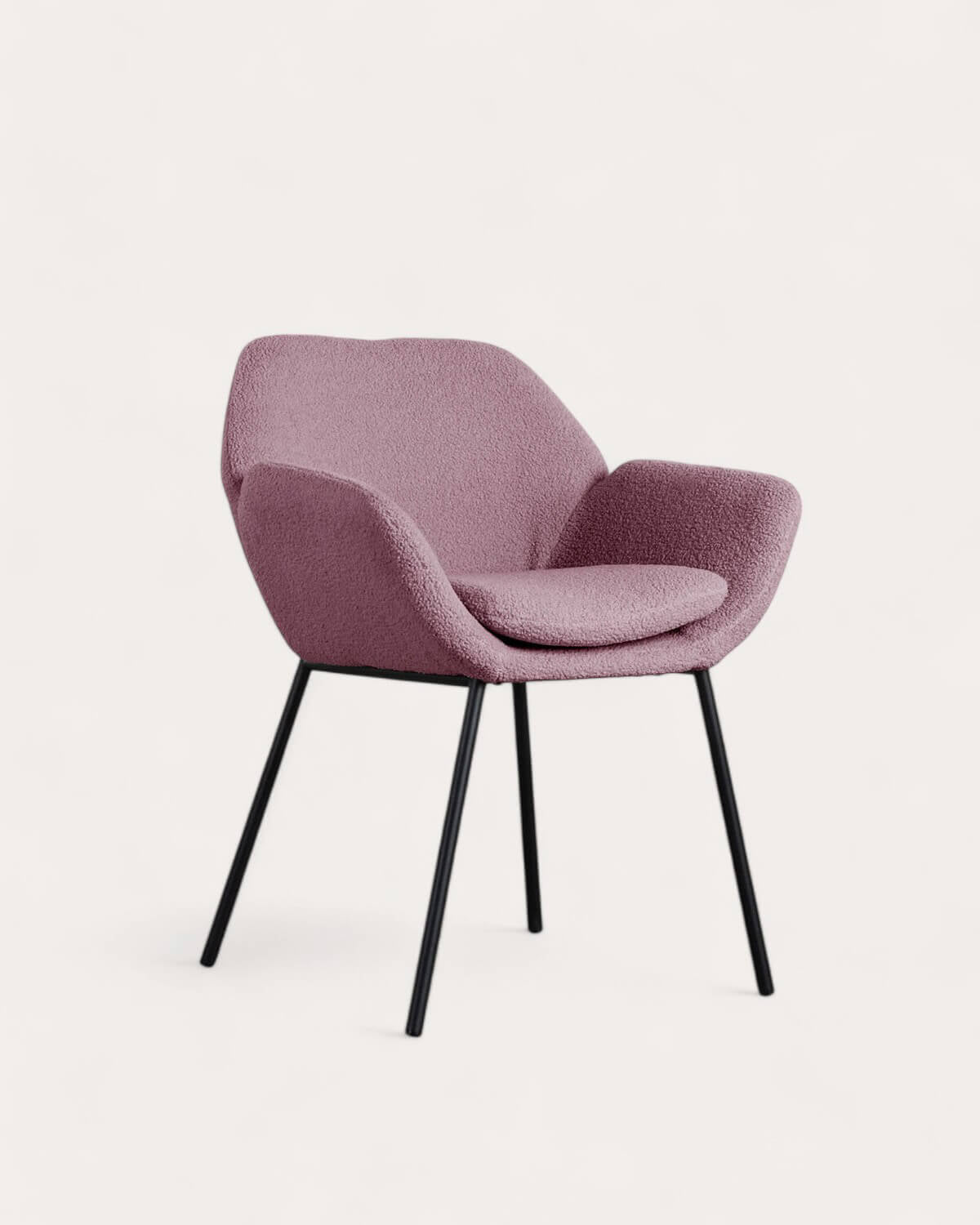 Metal dining chair with armrests Eider Bouclé