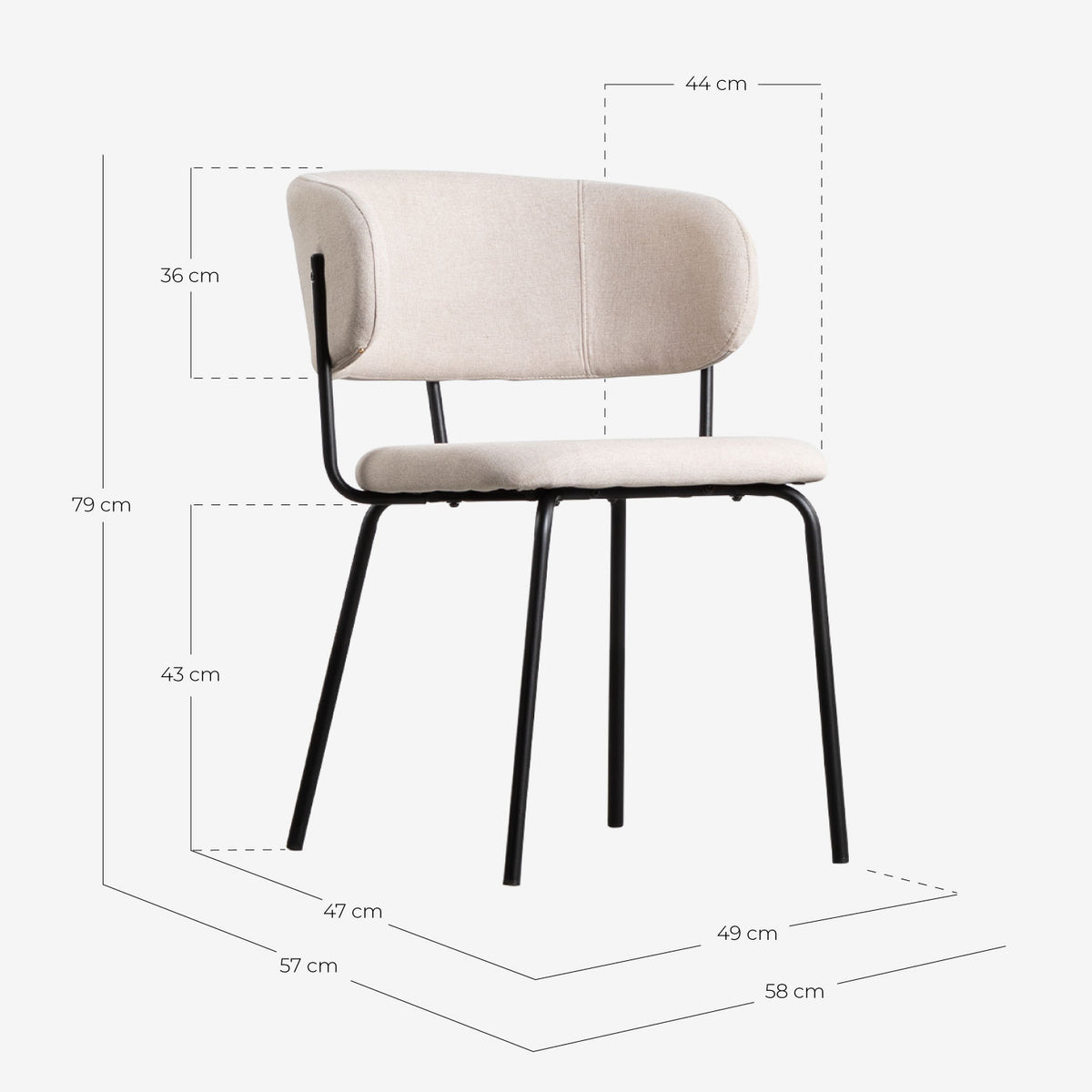 Bonse Fabric and Metal Dining Chair
