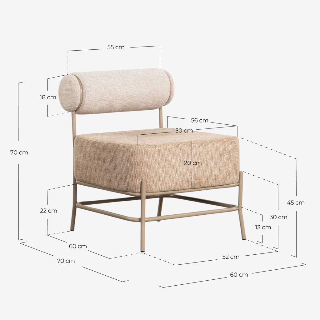 Elin Soft fabric and metal armchair