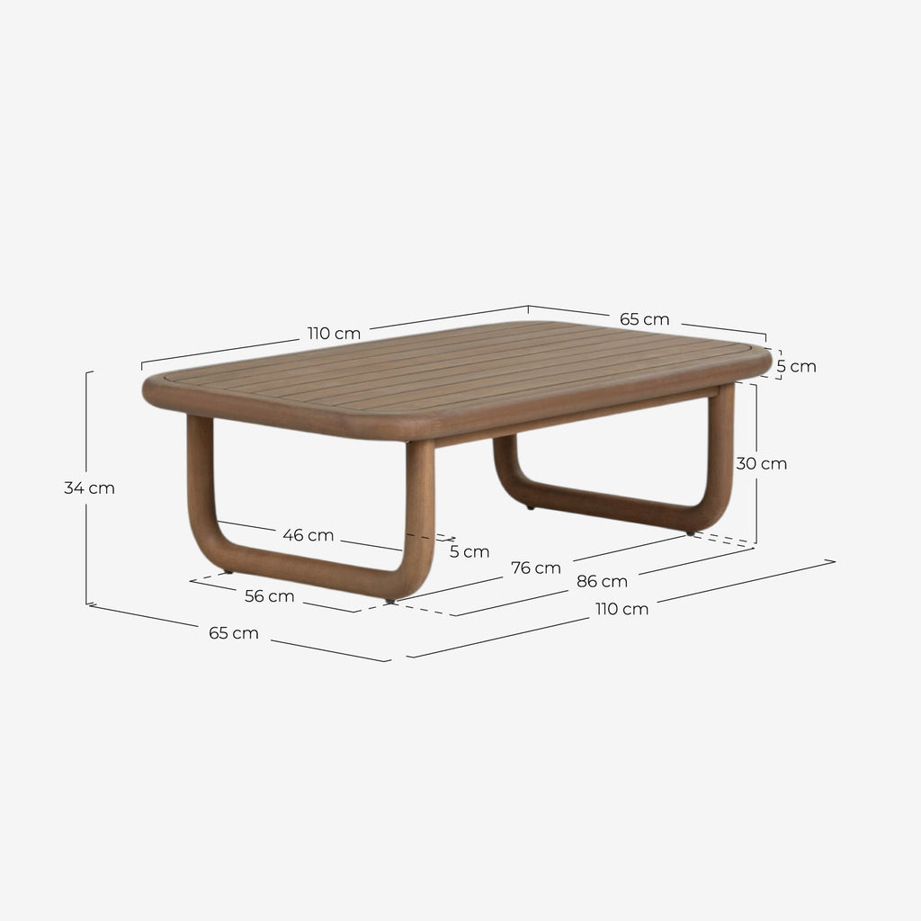 Rectangular coffee table 110x65 cm in eucalyptus wood Edvard