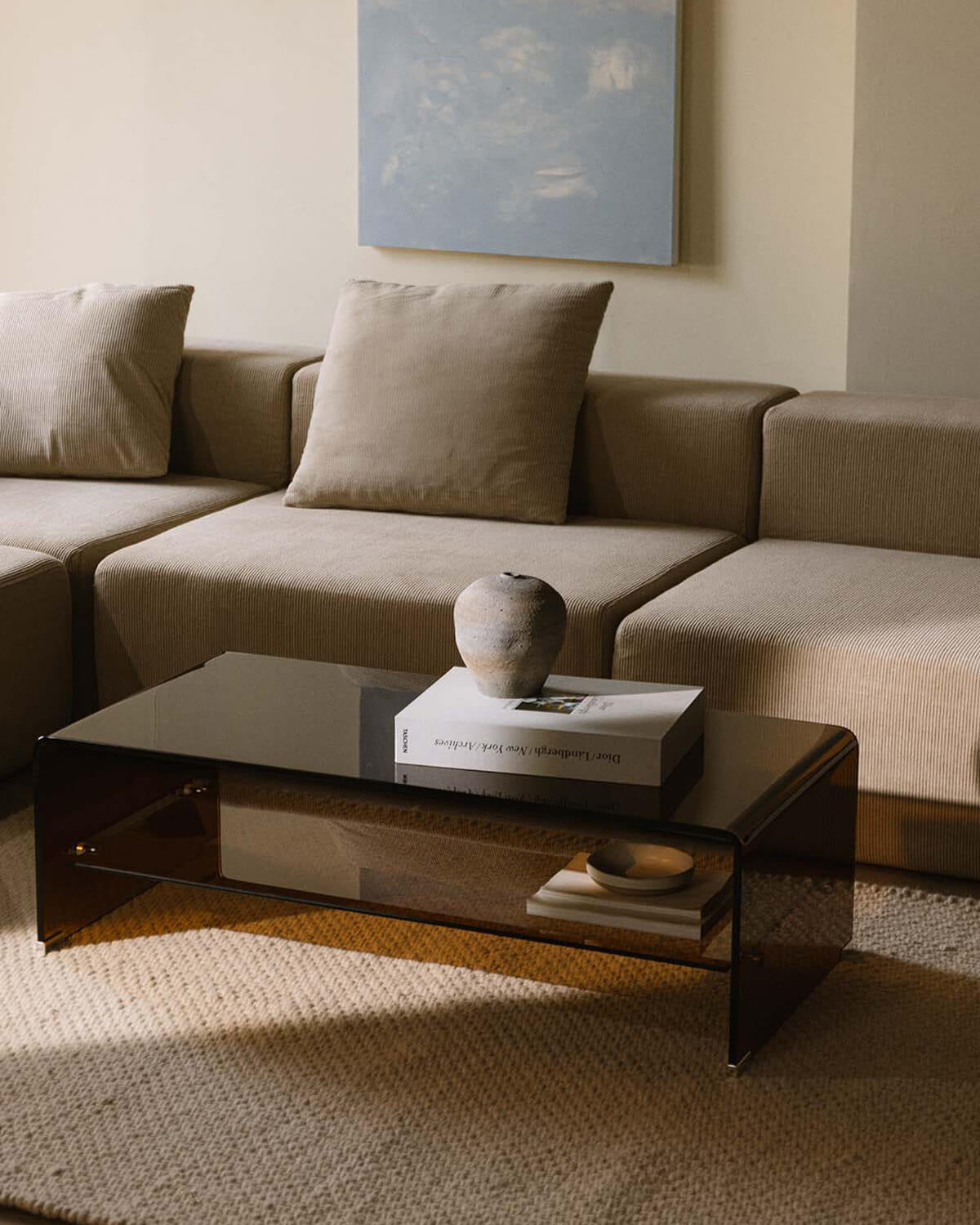 Rectangular coffee table 110x55 cm in tempered glass Endil