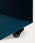 Side table with wheels and storage 40x40 cm in metal Aron