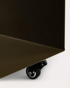 Side table with wheels and storage 40x40 cm in metal Aron