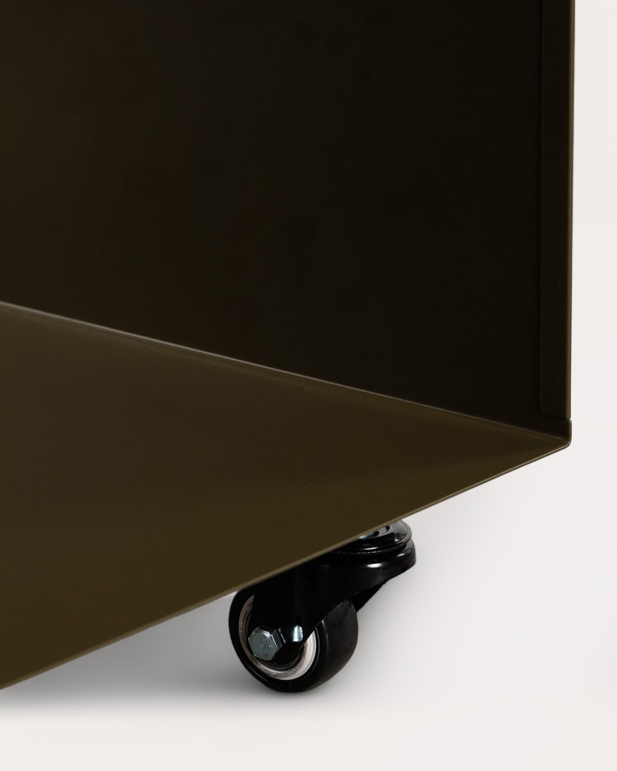 Side table with wheels and storage 40x40 cm in metal Aron