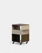 Side table with wheels and storage 40x40 cm in metal Aron