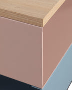 Side table with wheels and storage 40x40 cm in metal Aron