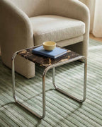 Square side table 40x40 cm in marble and metal Nansa