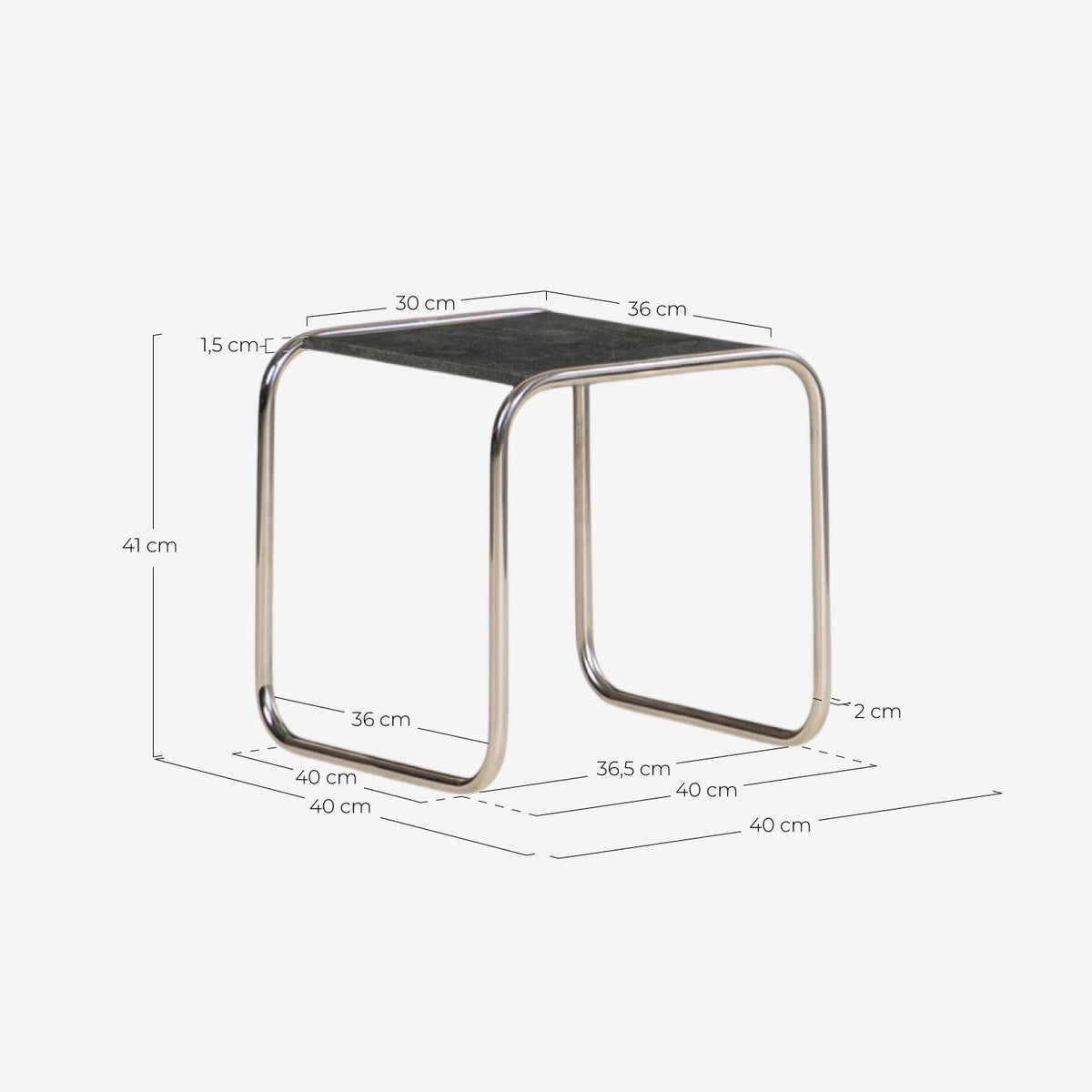 Square side table 40x40 cm in marble and metal Nansa