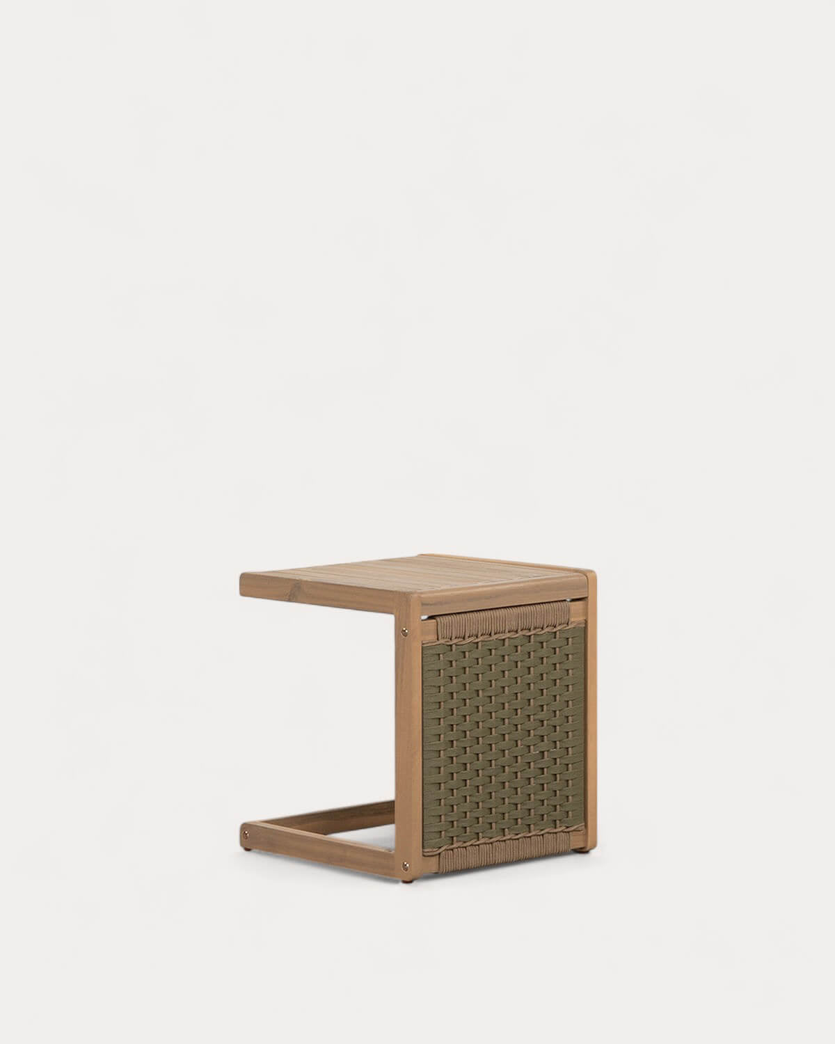 Outdoor side table 40x40 cm in acacia wood and Mirle rope