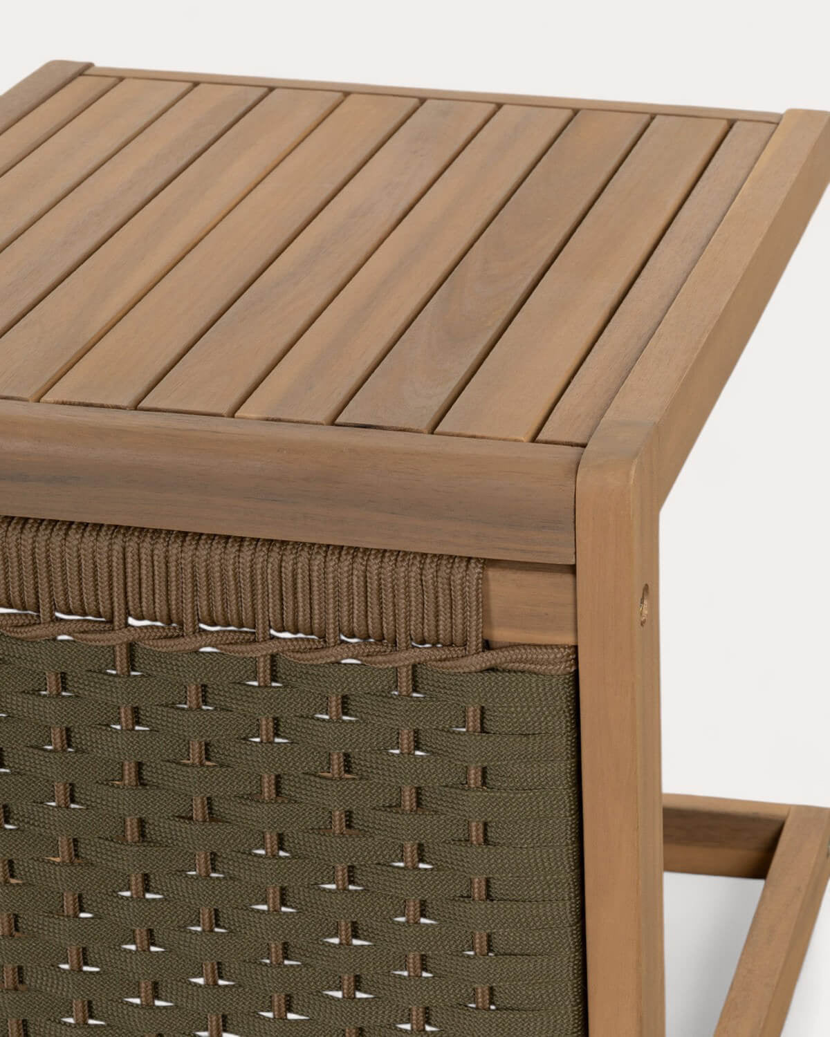 Outdoor side table 40x40 cm in acacia wood and Mirle rope