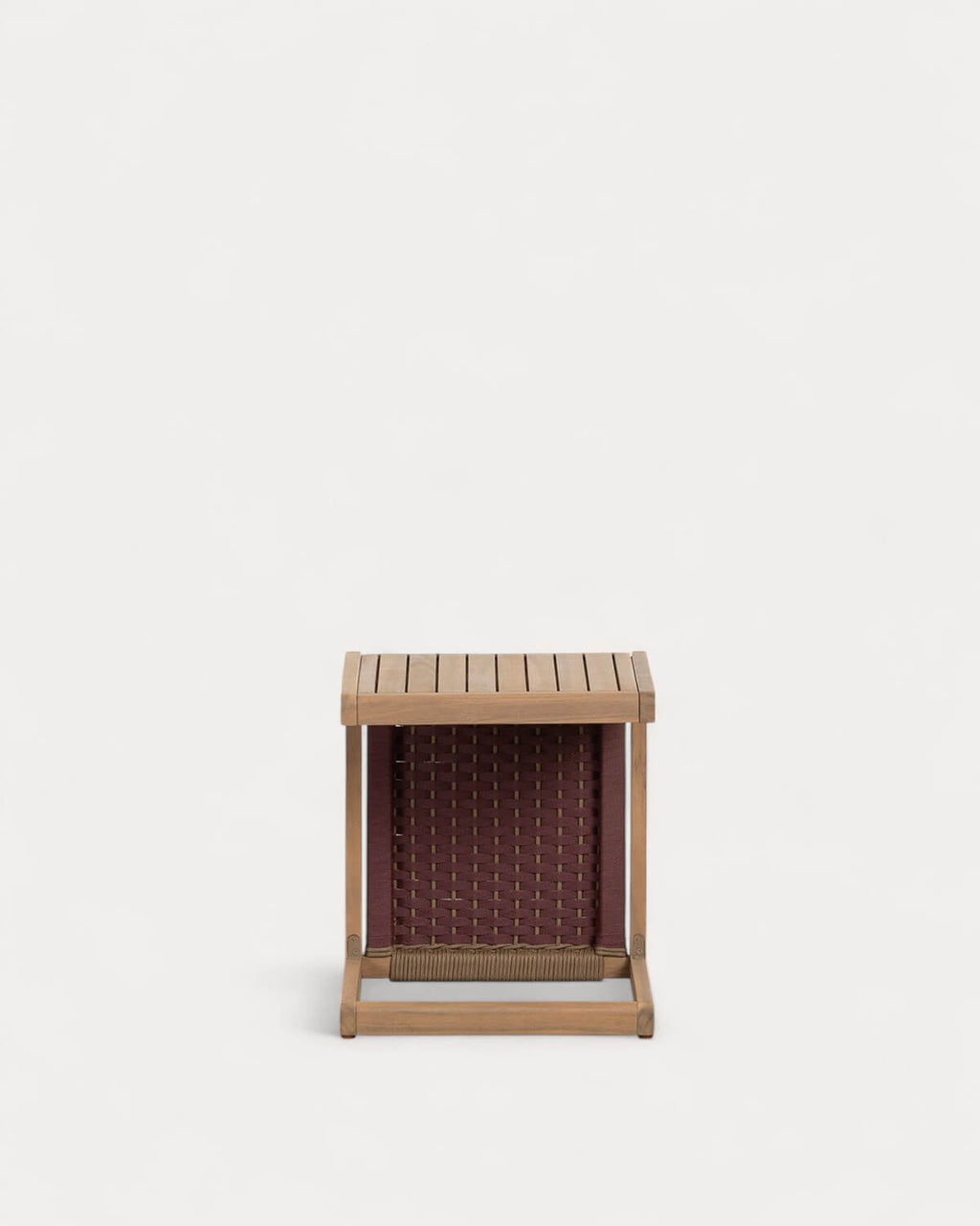 Outdoor side table 40x40 cm in acacia wood and Mirle rope