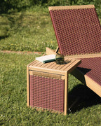 Outdoor side table 40x40 cm in acacia wood and Mirle rope