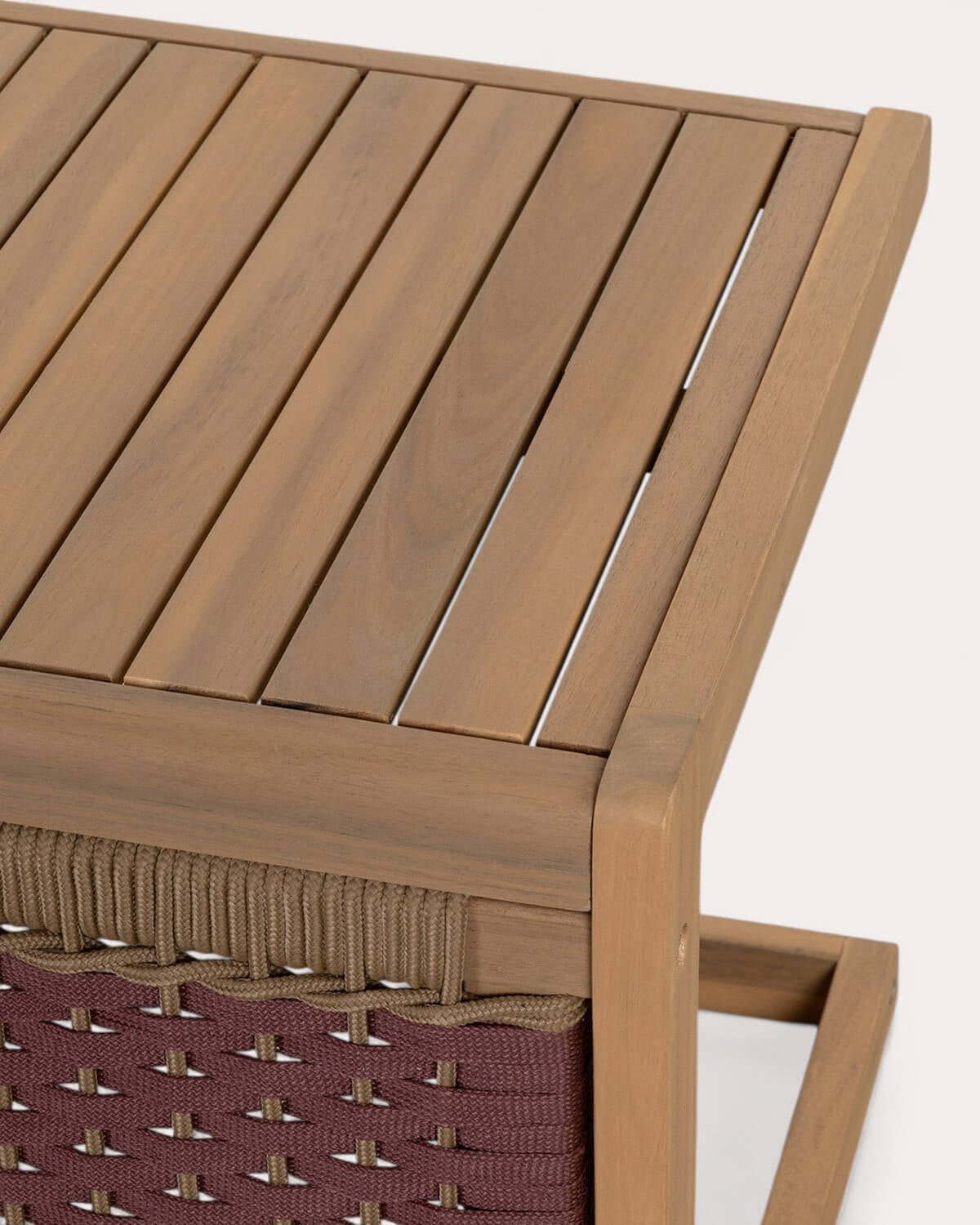 Outdoor side table 40x40 cm in acacia wood and Mirle rope