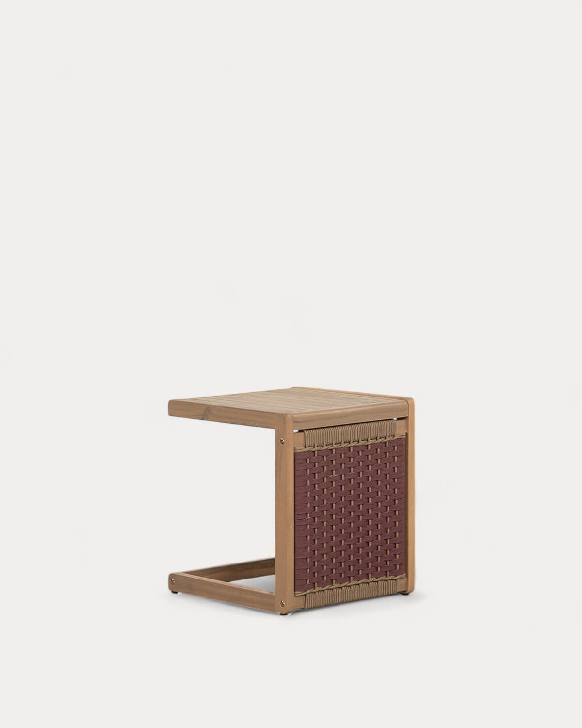 Outdoor side table 40x40 cm in acacia wood and Mirle rope