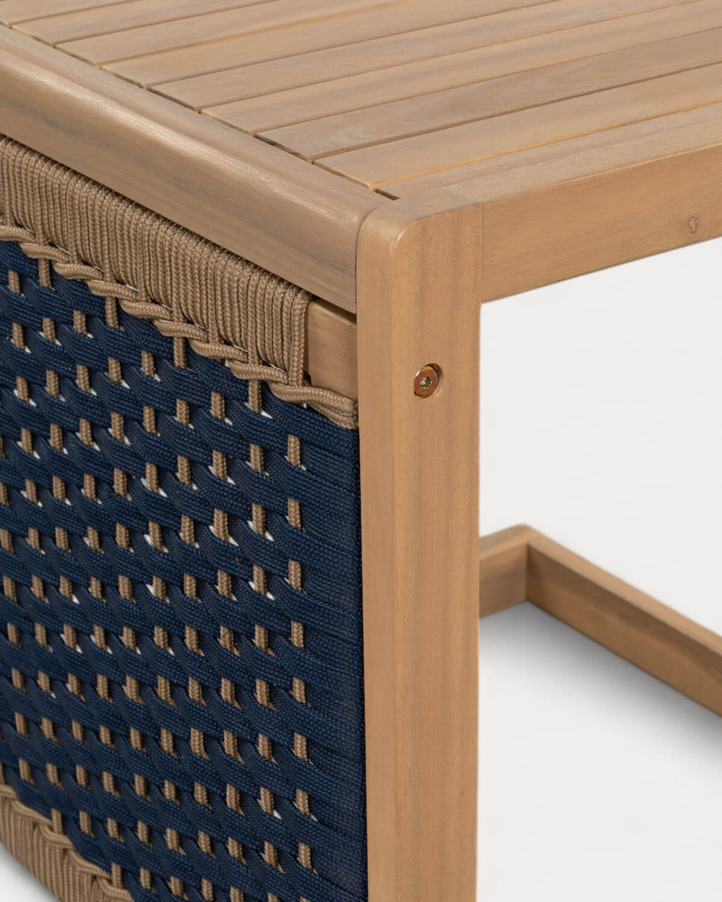 Outdoor side table 40x40 cm in acacia wood and Mirle rope
