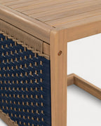 Outdoor side table 40x40 cm in acacia wood and Mirle rope