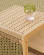 Outdoor side table 40x40 cm in acacia wood and Mirle rope