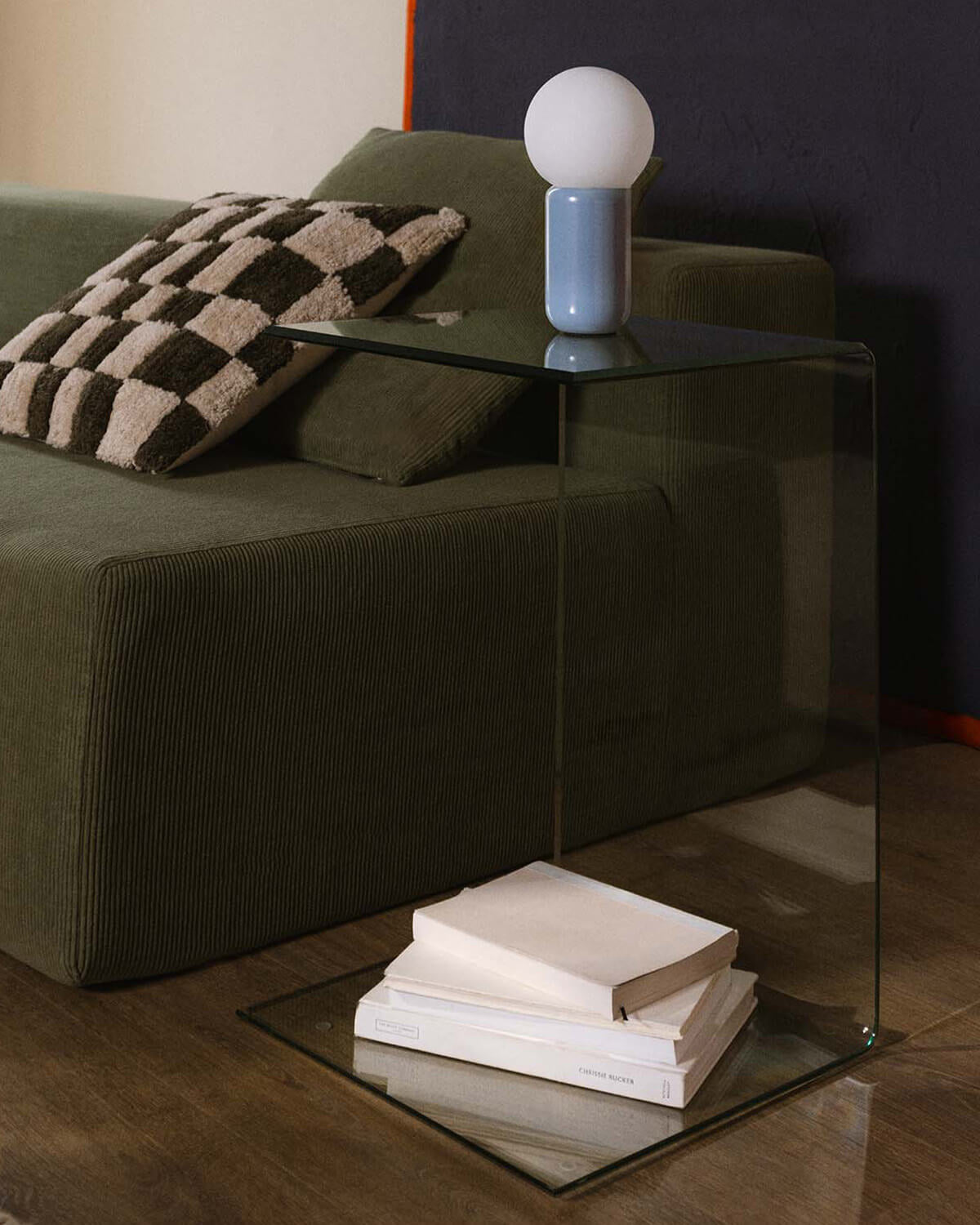 Square side table 40x40 cm in tempered glass Elem