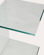 Square side table 40x40 cm in tempered glass Elem