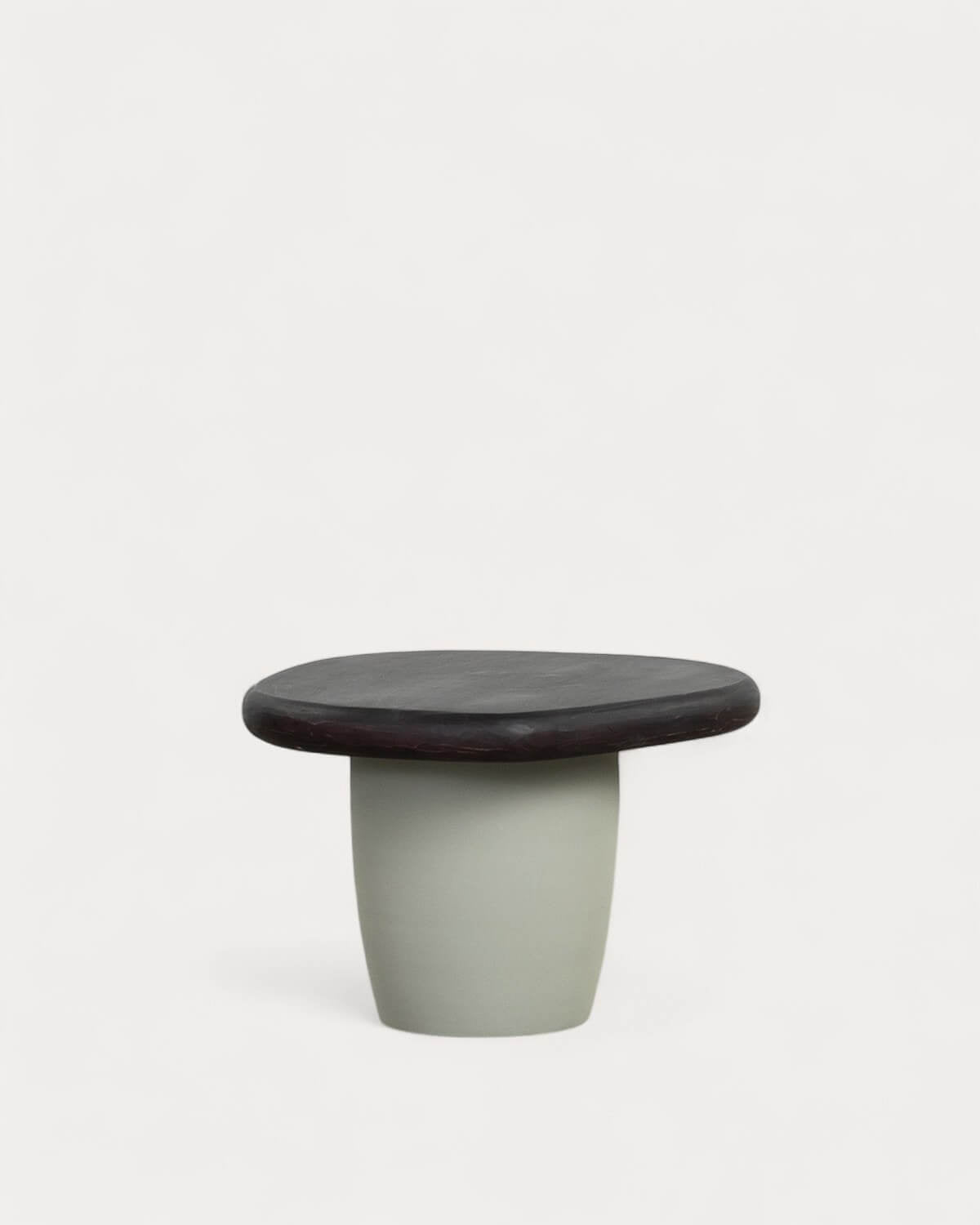 Oval side table 59x58 cm in acacia wood and metal Brezo