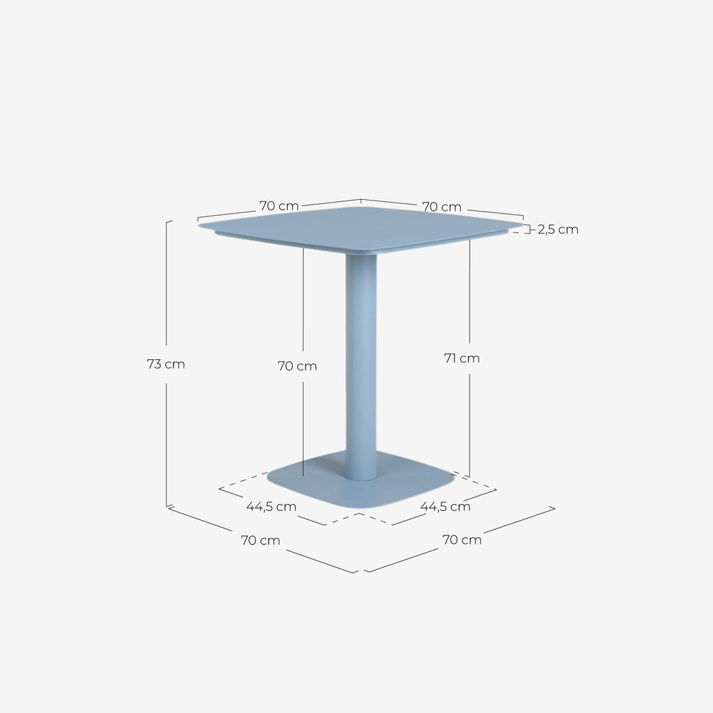 Zoilo square outdoor table 70x70 cm in metal