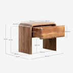 Rectangular bedside table 60x40 cm with drawer in acacia wood Lucil