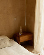 Rectangular bedside table 60x40 cm with drawer in acacia wood Lucil