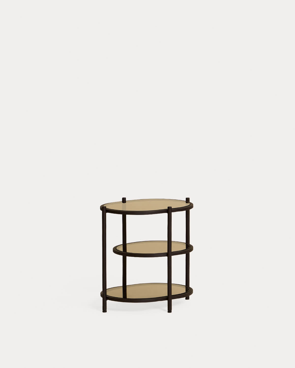 Oval bedside table 50x40 cm in metal and tempered glass by Yerry