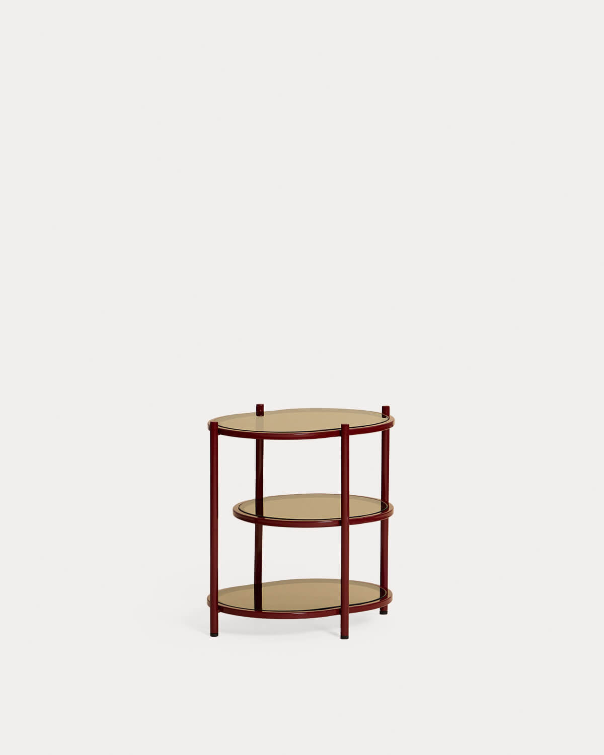 Oval bedside table 50x40 cm in metal and tempered glass by Yerry