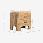 Rectangular bedside table 54.5x40 cm with 2 drawers in Reichel mango wood