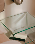 Rectangular bedside table 47x36 cm in tempered glass Endil