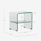Rectangular bedside table 47x36 cm in tempered glass Endil