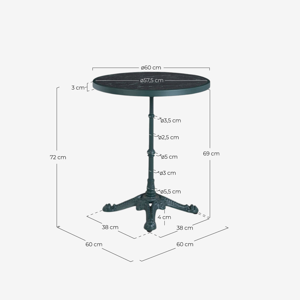 Round dining room bistro table Ø60 cm in metal Yona