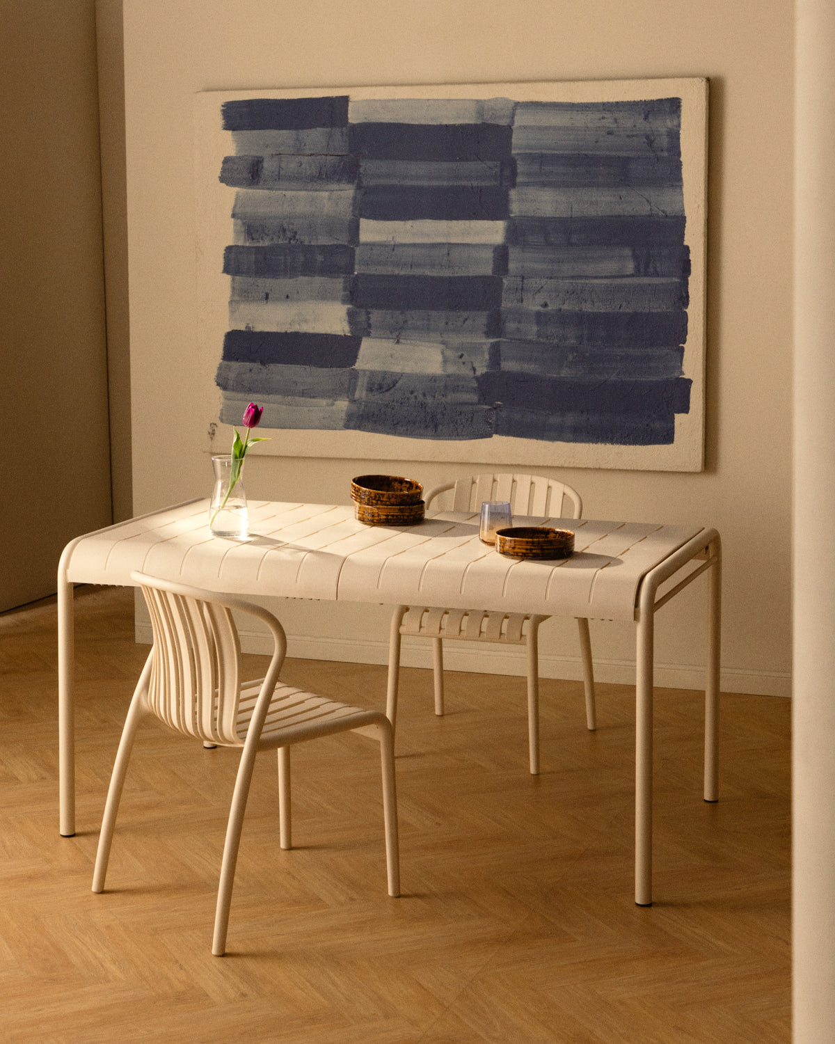 Rectangular dining room table 155x90 cm in metal and polypropylene Baztan