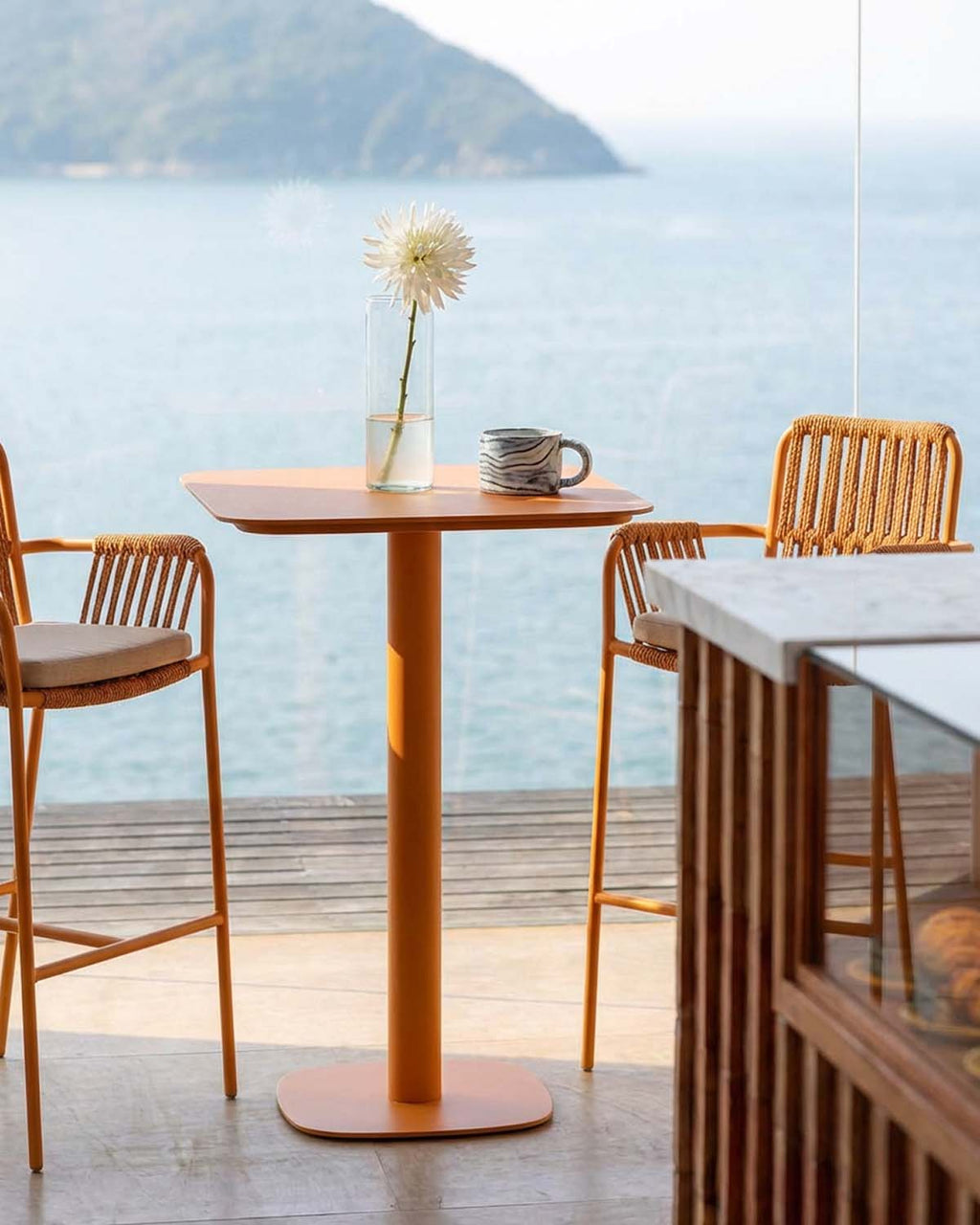 Zoilo square metal high table 70x70 cm